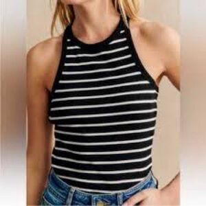 Sezane Marcelo Tank Tops Black/ Ecru - Size M